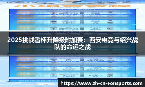 2025挑战者杯升降级附加赛：西安电竞与绍兴战队的命运之战